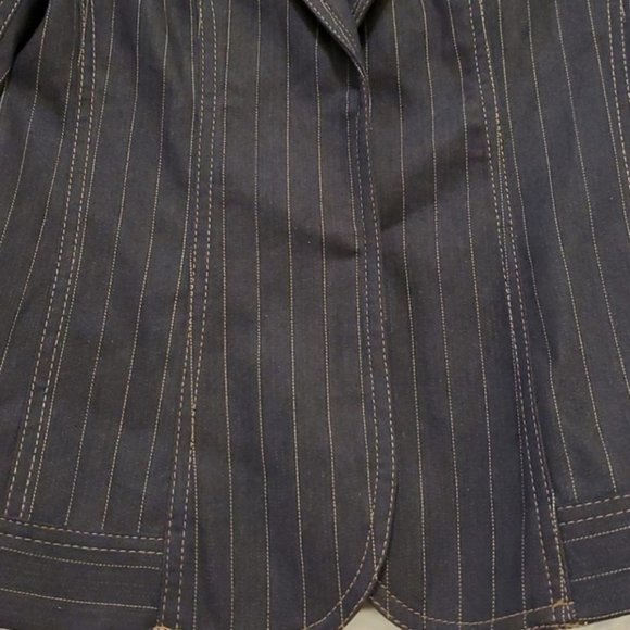 MANGO Like New black pinstripe denim blazer size8 jeans - Picture 2 of 6